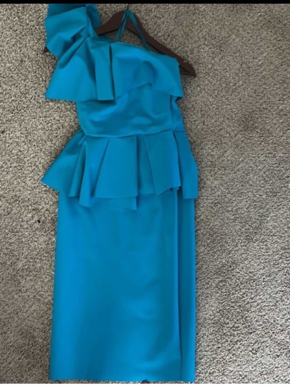 Chiara Boni La Petite Robe Blue Ruffle Cocktail Dress NWT Size 8